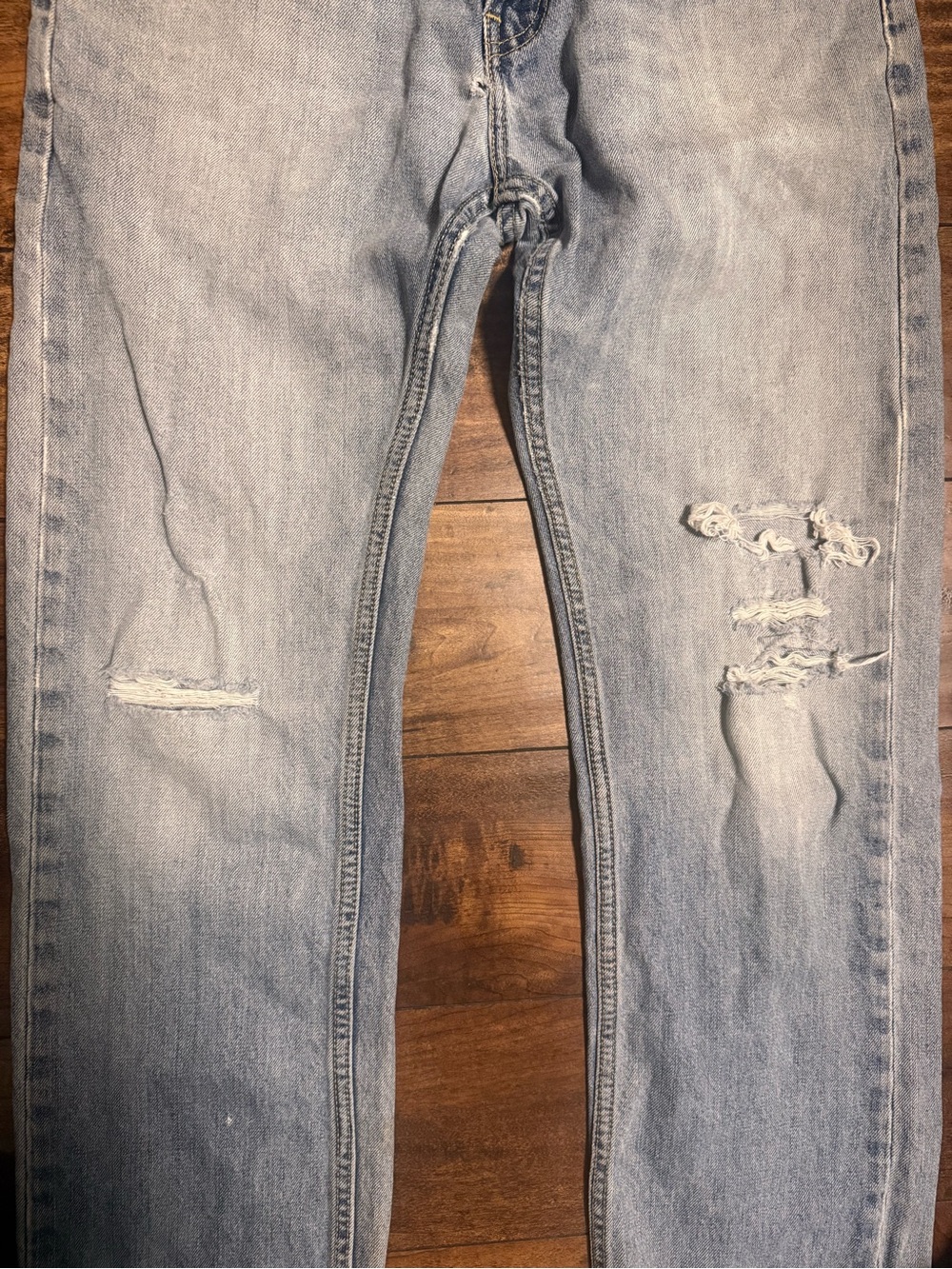 Levi's Light Blue Distressed Boyfriend Jeans - Picture 2 of 5